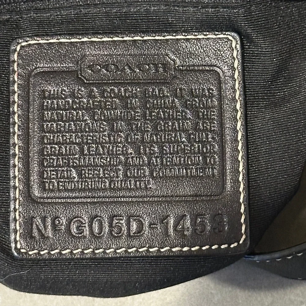 Coach Soho Black‎ Leather Small Hobo Bag White Contrast Stitch G05D-1453